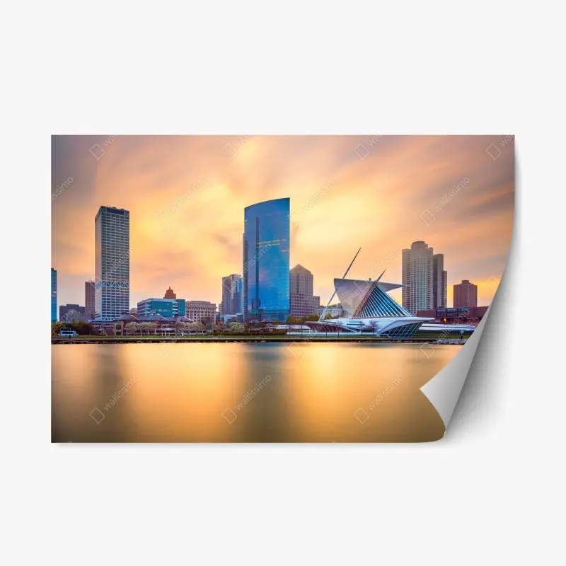 Repositionable sticker Milwaukee skyline at twilight