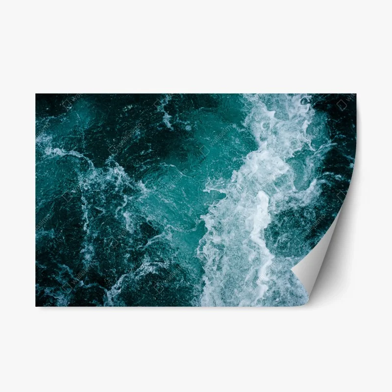 Repositionable sticker turquoise ocean waves texture