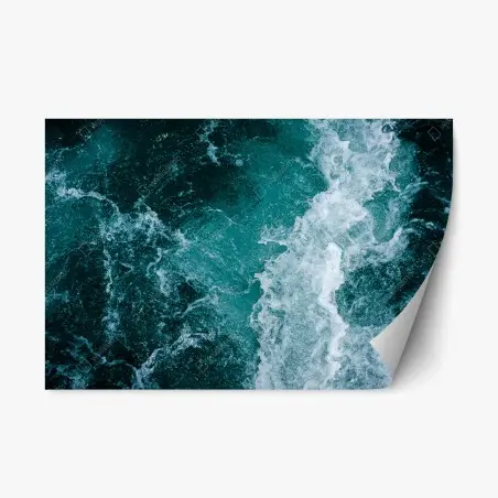 Repositionable sticker turquoise ocean waves texture • Wallissimo®