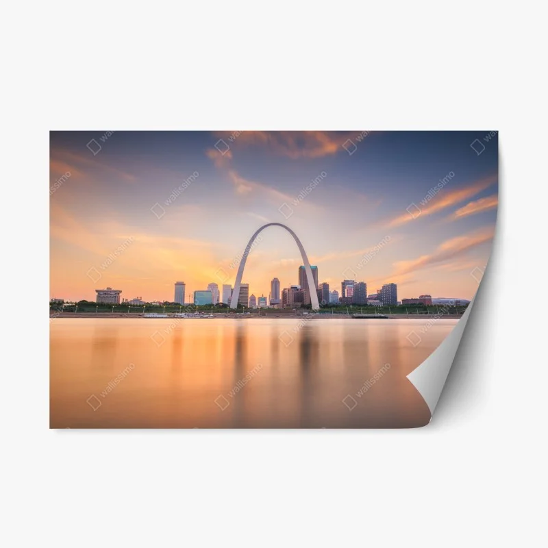 Repositionable sticker St. Louis skyline at twilight