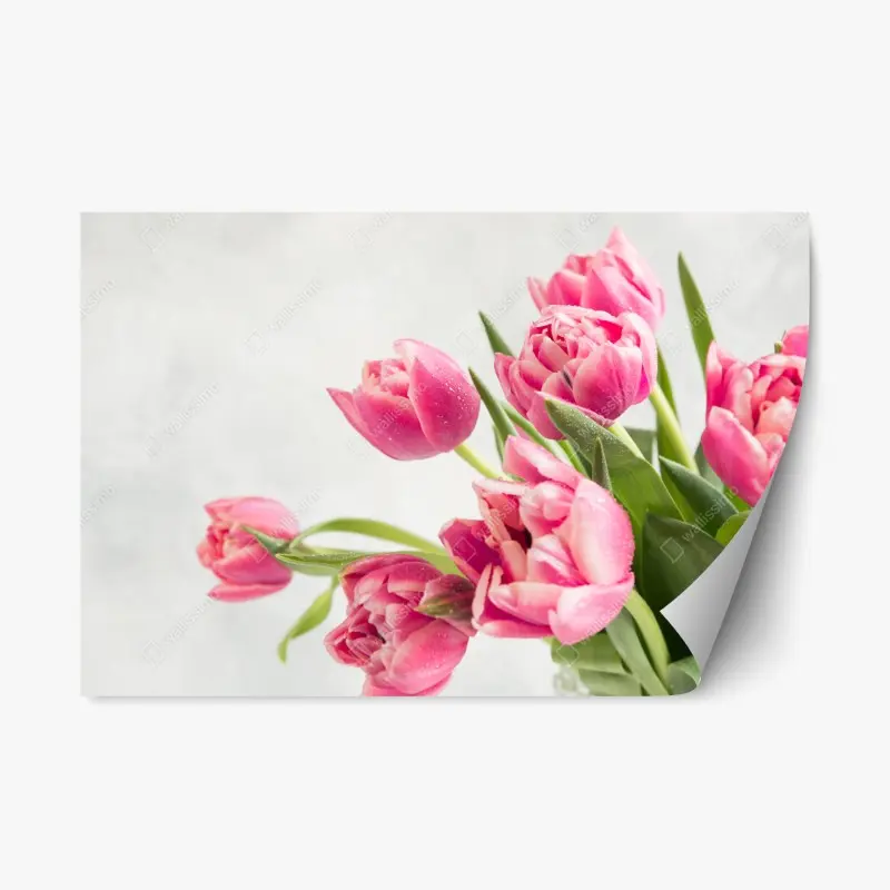 Repositionable sticker elegant pink tulip bouquet