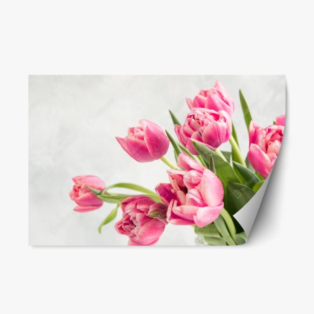 Repositionable sticker elegant pink tulip bouquet • Wallissimo®