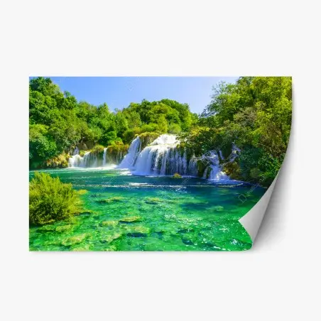 Repositionable sticker emerald waterfall oasis • Wallissimo®