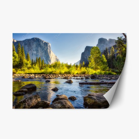 Repositionable sticker golden river valley landscape • Wallissimo®