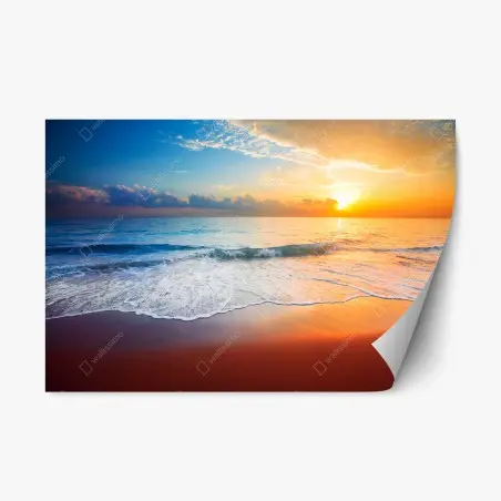 Repositionable sticker serene sunset over the ocean • Wallissimo®