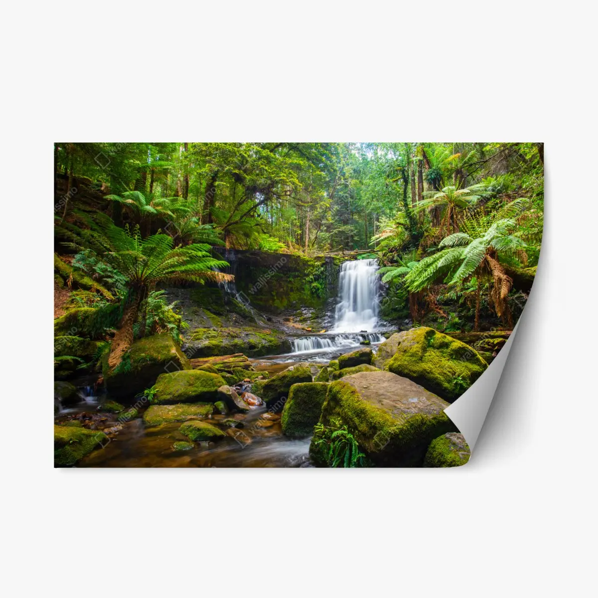 Repositionable sticker lush forest waterfall retreat • Wallissimo® Repositionable sticker lush forest waterfall retreat • Wallissimo®