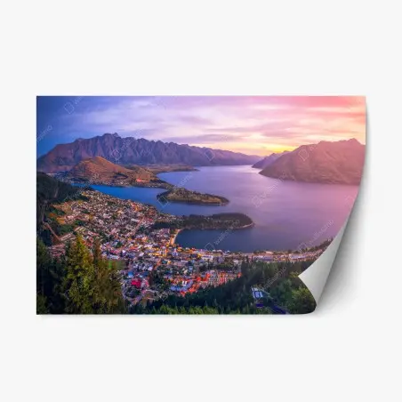 Repositionable sticker Queenstown twilight cityscape • Wallissimo®