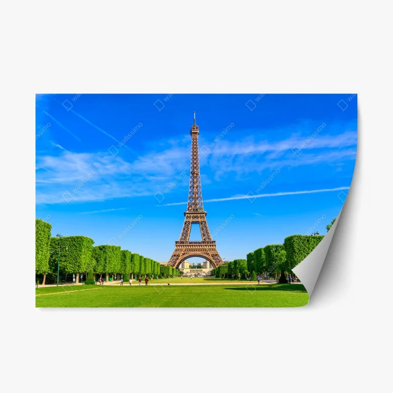 Repositionable sticker Eiffel Tower at Champ de Mars, vibrant Paris skyline