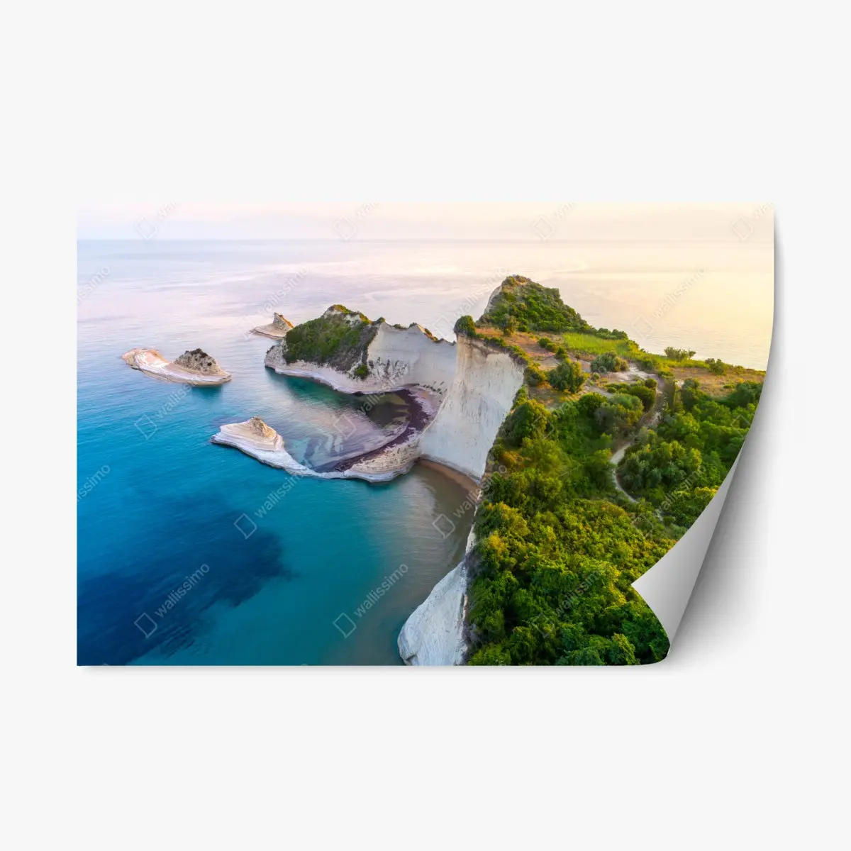 Repositionable sticker aerial coastal cliffs and turquoise sea ⁕ Wallissimo® Repositionable sticker aerial coastal cliffs and turquoise sea ⁕ Wallissimo®