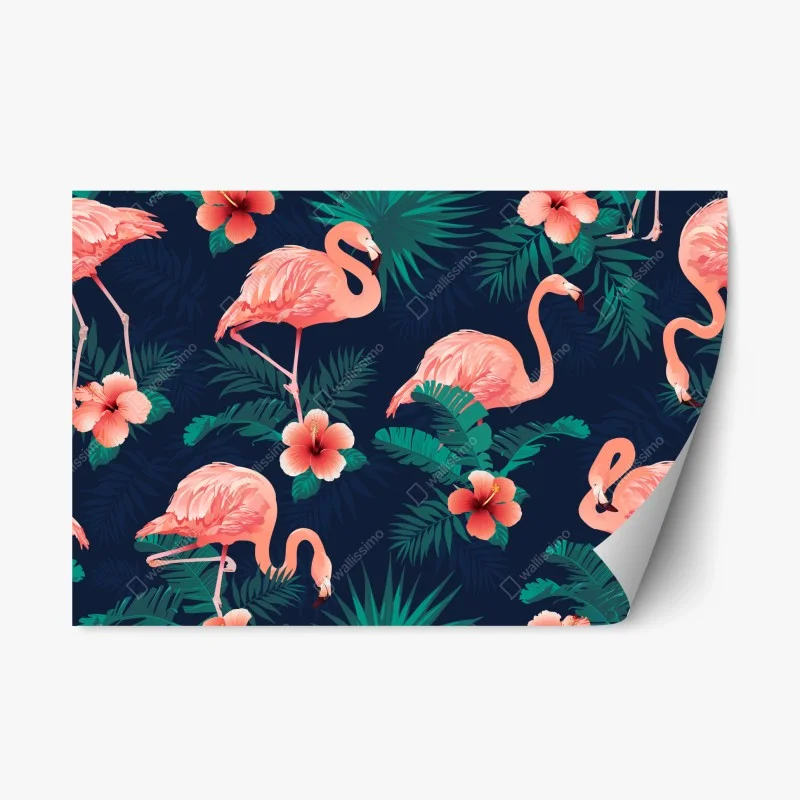 Repositionable sticker tropical pink flamingo pattern