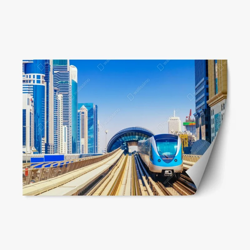 Repositionable sticker urban metro train in sunlight