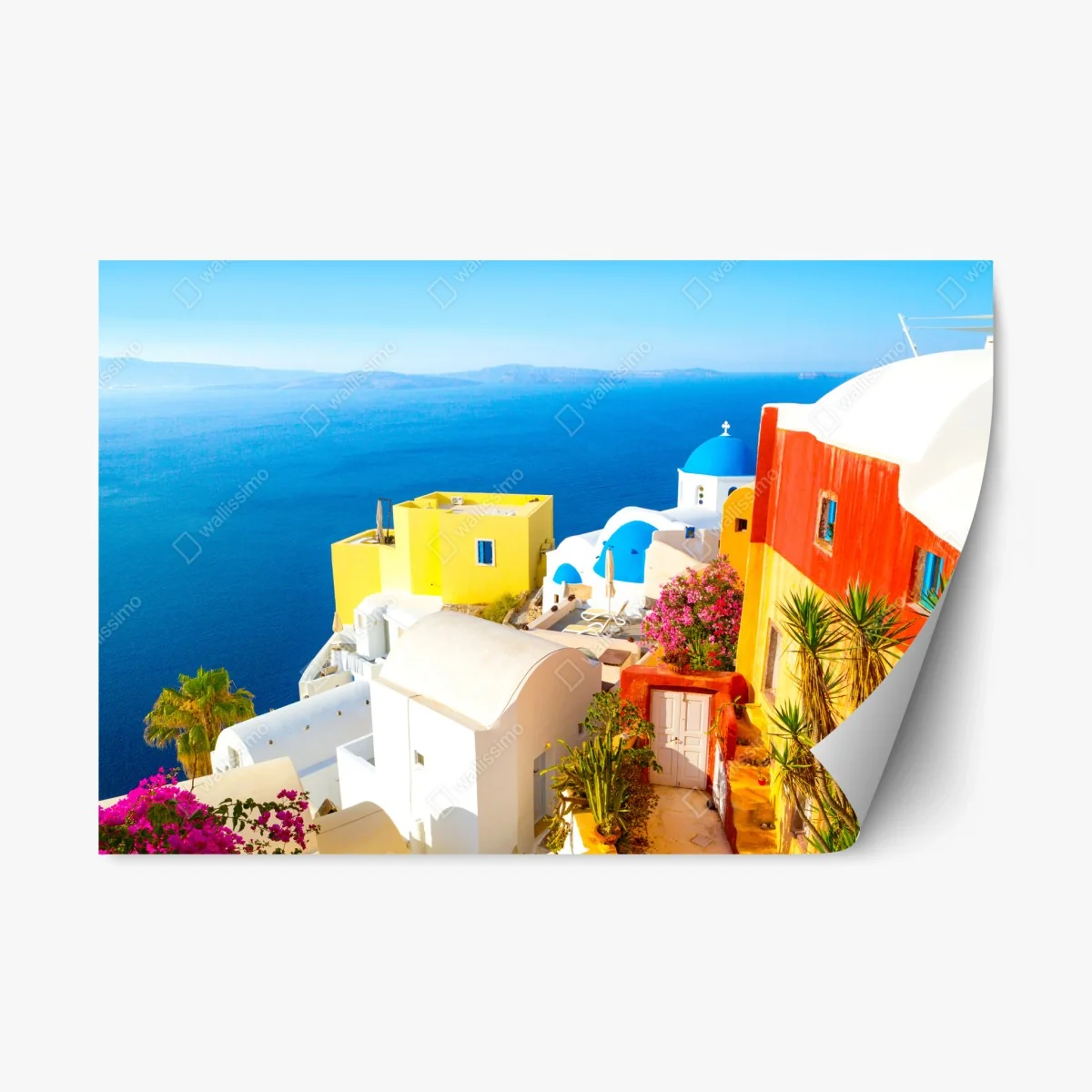 Repositionable sticker sunlit Santorini seaside village • Wallissimo® Repositionable sticker sunlit Santorini seaside village • Wallissimo®