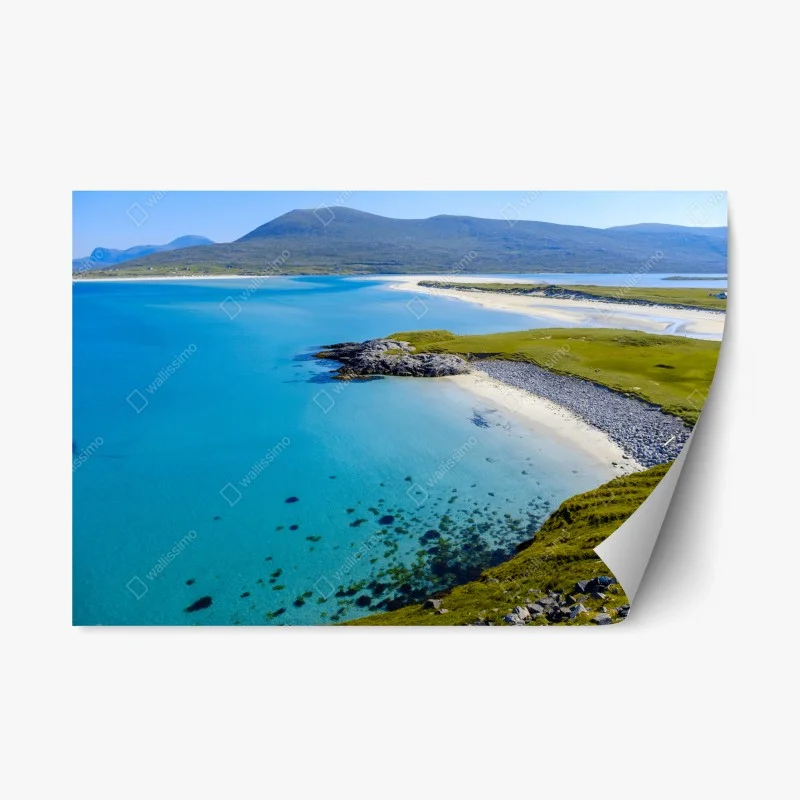 Repositionable sticker tranquil turquoise beach landscape