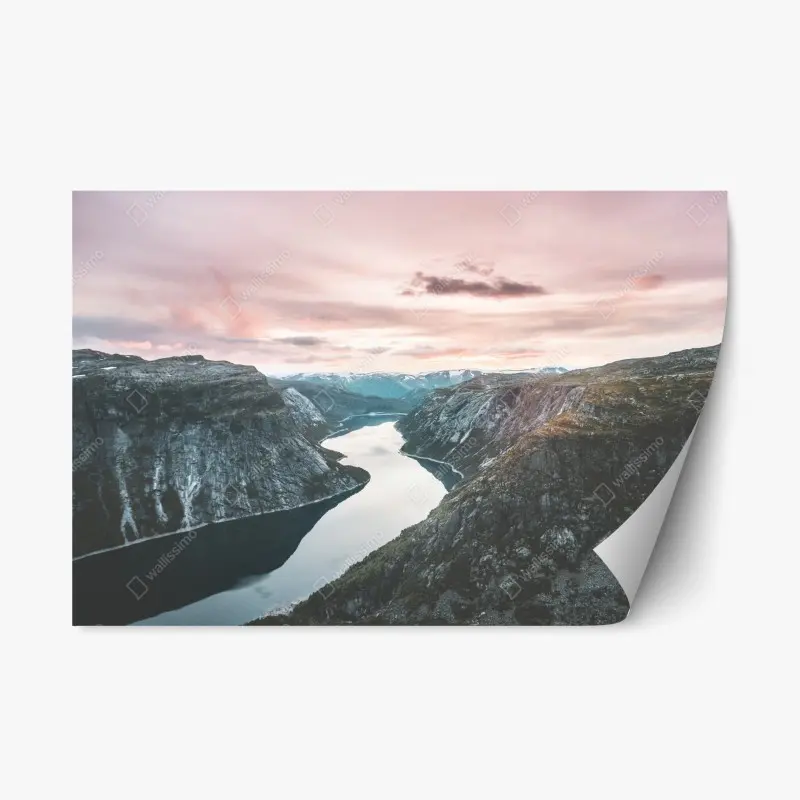 Repositionable sticker serene fjord at sunset