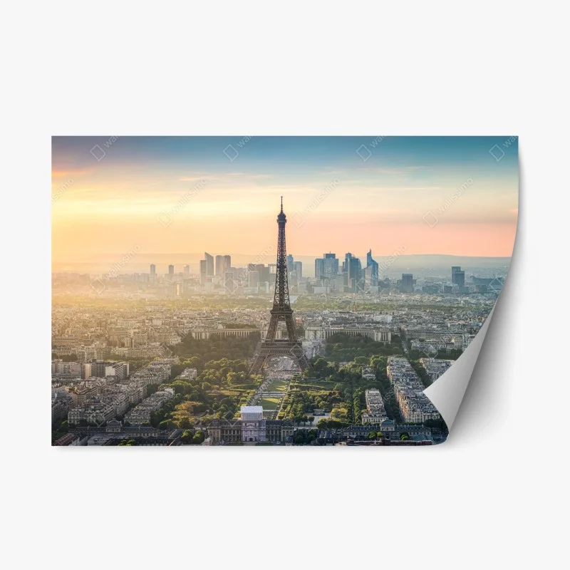 Repositionable sticker Paris skyline at sunset with the Eiffel Tower