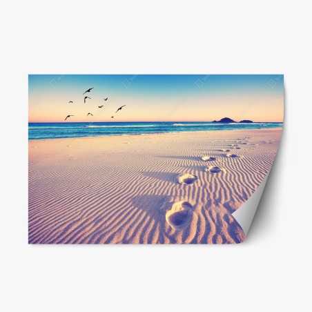 Repositionable sticker magic footprints on a summer beach • Wallissimo®