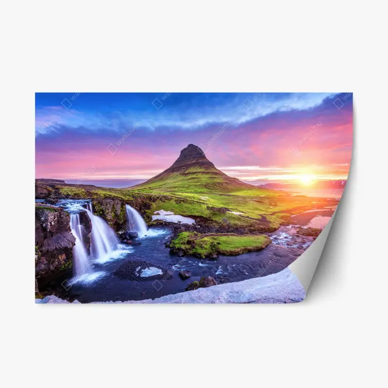 Repositionable sticker Kirkjufell sunrise landscape