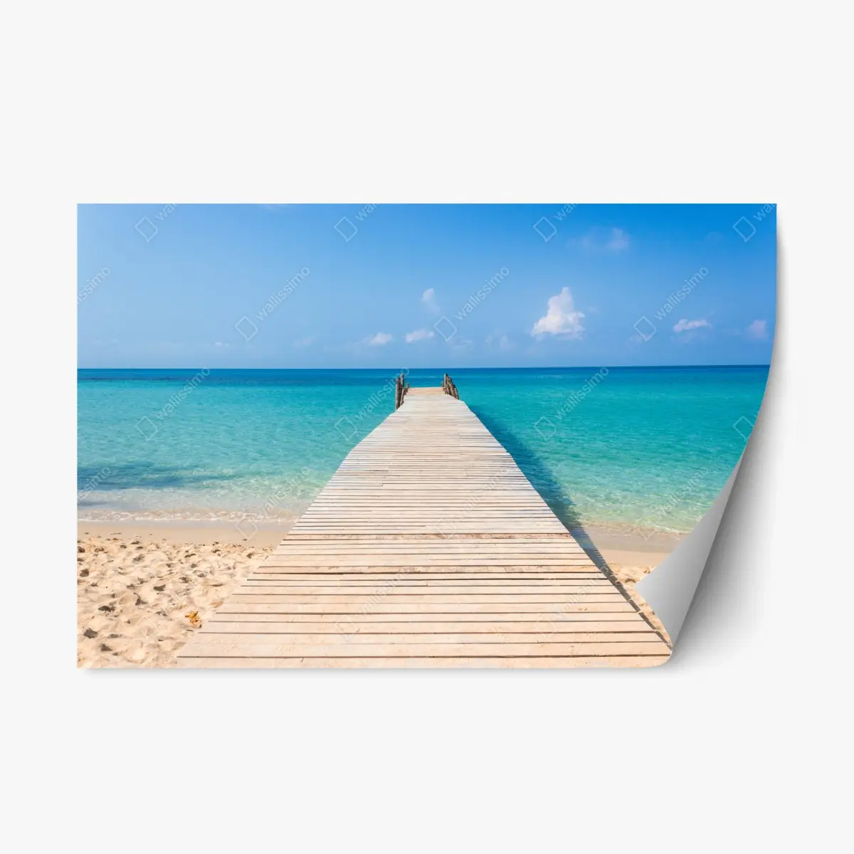 Repositionable sticker wooden pier to turquoise sea • Wallissimo® Repositionable sticker wooden pier to turquoise sea • Wallissimo®