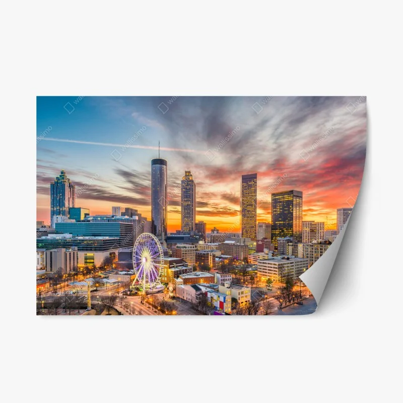 Repositionable sticker Atlanta skyline at sunset