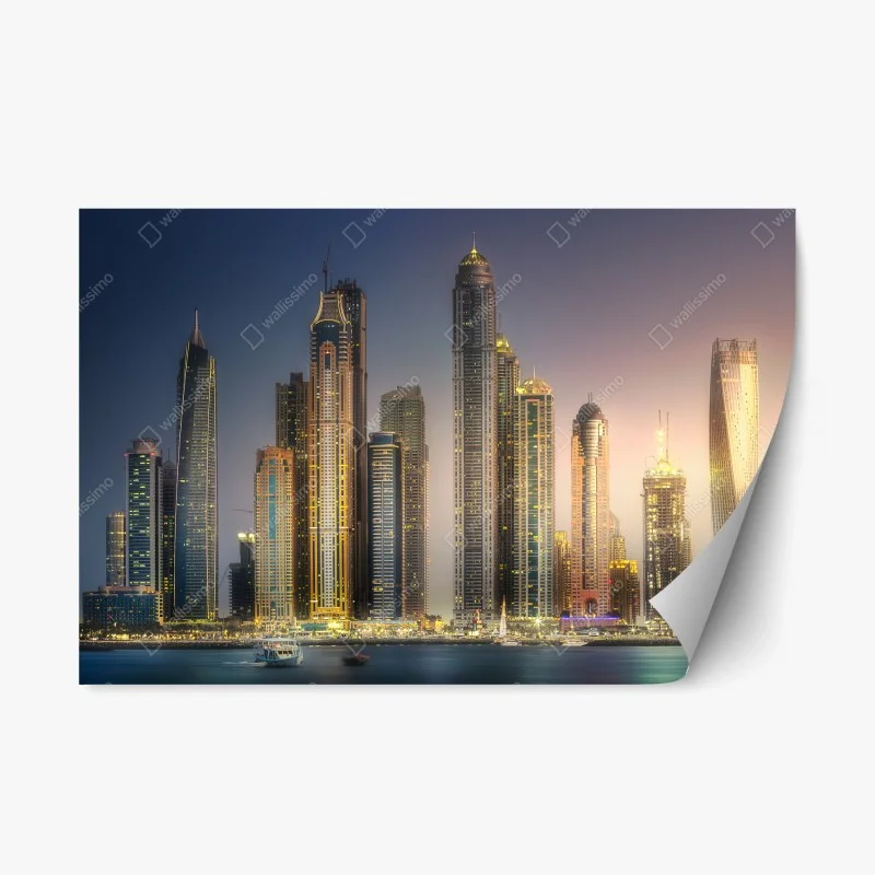 Repositionable sticker golden skyline at dusk