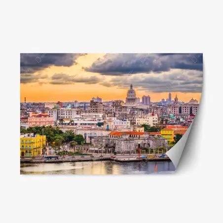 Repositionable sticker Havana skyline at sunset • Wallissimo®