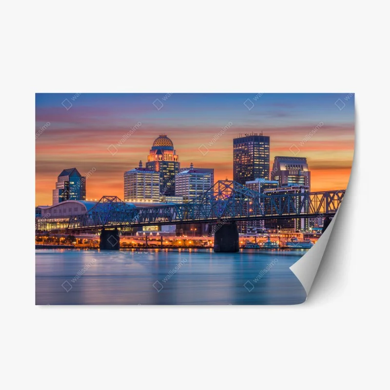 Repositionable sticker Louisville skyline at sunset