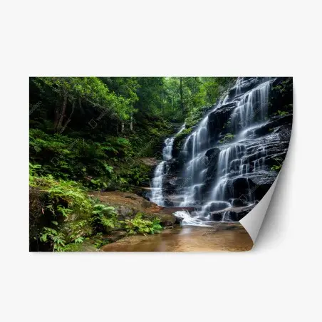 Repositionable sticker serene forest waterfall • Wallissimo®