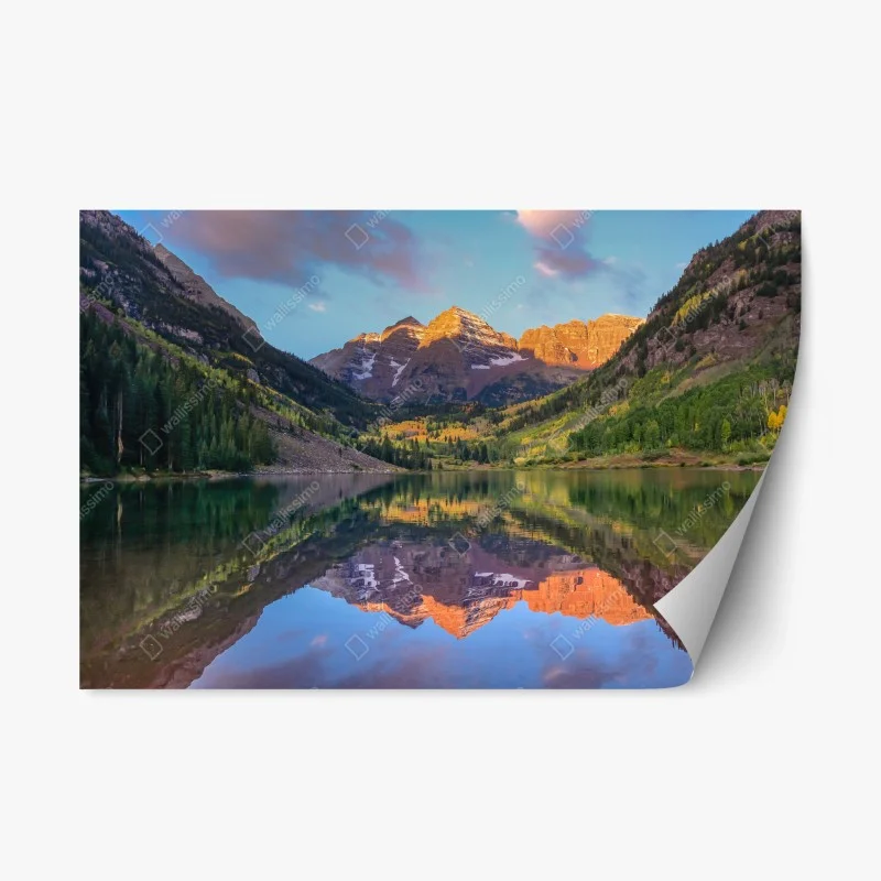 Repositionable sticker sunrise reflection at Maroon Bells
