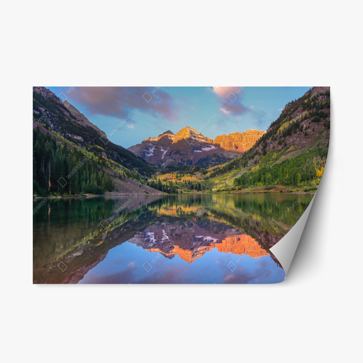 Repositionable sticker sunrise reflection at Maroon Bells • Wallissimo® Repositionable sticker sunrise reflection at Maroon Bells • Wallissimo®