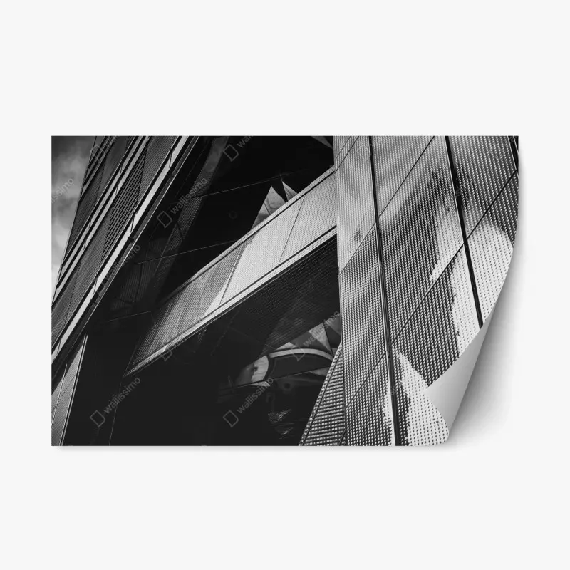 Repositionable sticker geometric modern facade in monochrome