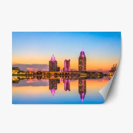 Repositionable sticker Mobile skyline at sunset • Wallissimo®