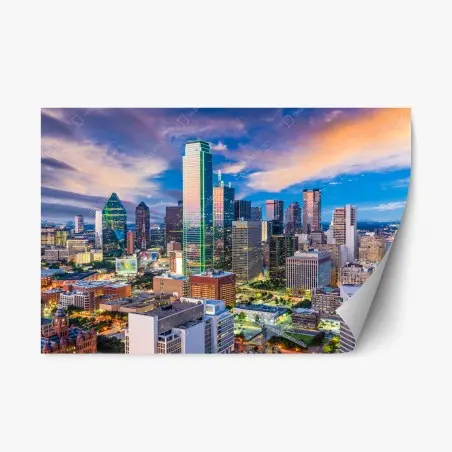 Repositionable sticker Dallas skyline at dusk • Wallissimo®