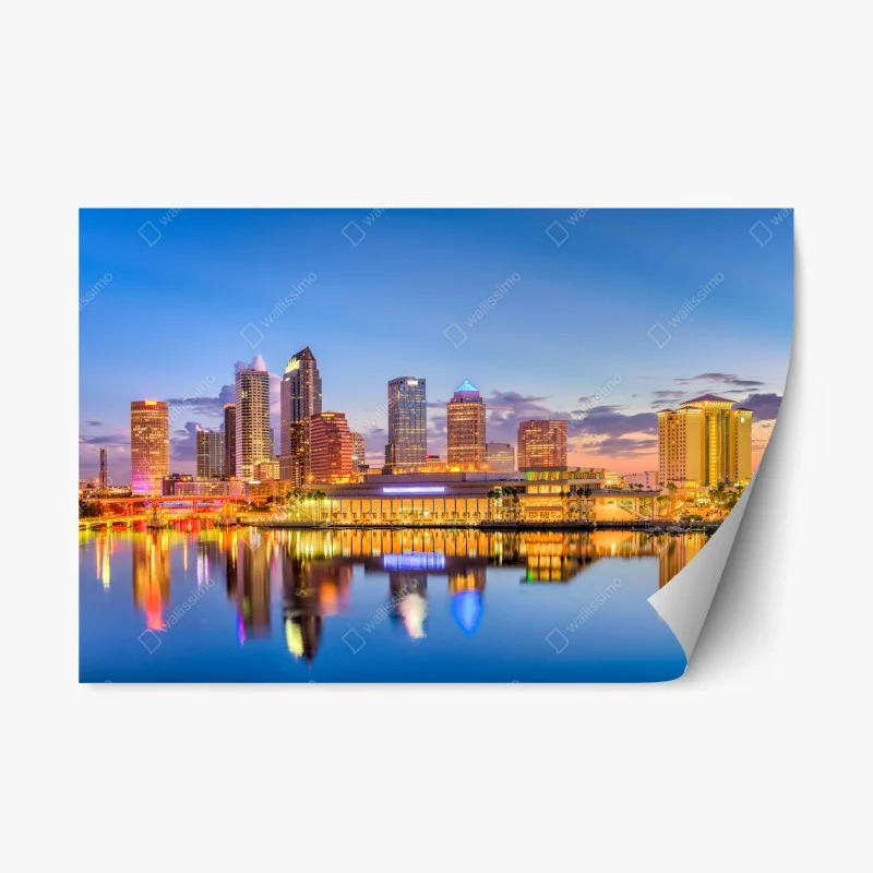 Repositionable sticker Tampa skyline at dusk