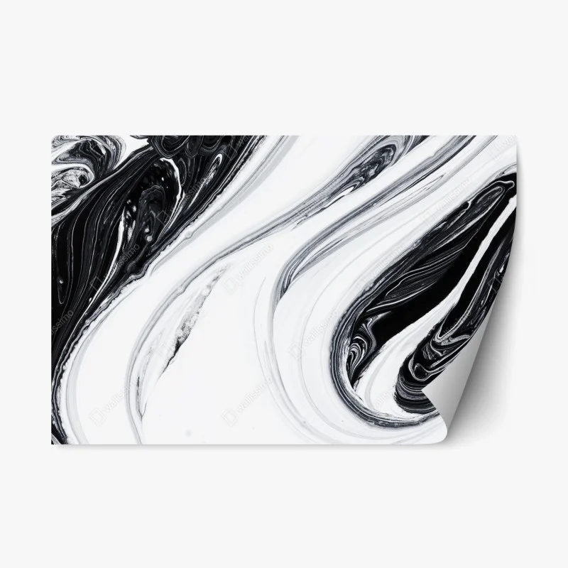 Repositionable sticker monochrome marble swirl