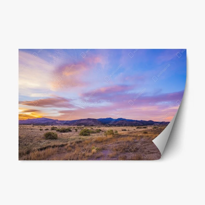 Repositionable sticker pastel sunset over desert mountains