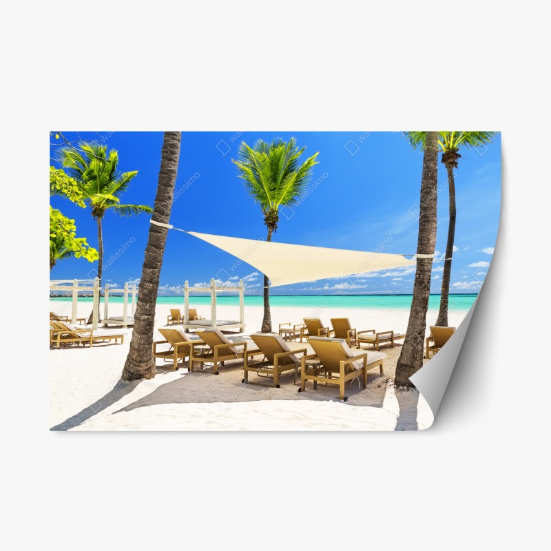 Repositionable sticker tranquil beach paradise in Cap Cana, Dominican Republic