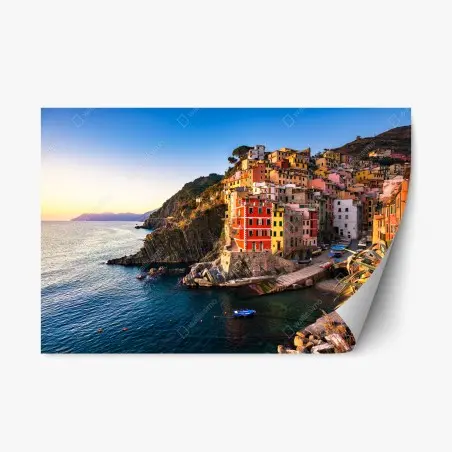Repositionable sticker sunset over Riomaggiore, Cinque Terre • Wallissimo®