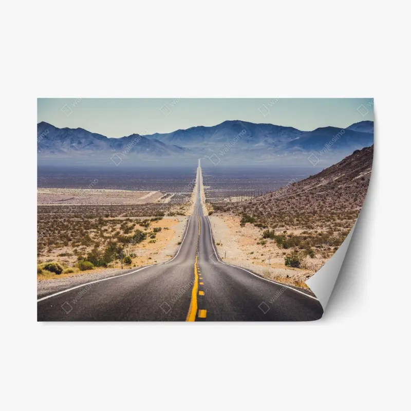 Repositionable sticker endless desert highway to the mountains
