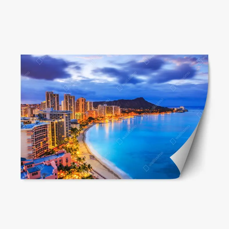 Repositionable sticker Honolulu skyline at dusk ⁕ Wallissimo® Repositionable sticker Honolulu skyline at dusk ⁕ Wallissimo®