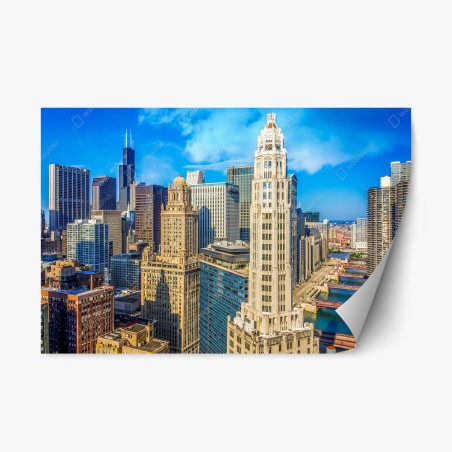 Repositionable sticker Chicago skyline over the river • Wallissimo®
