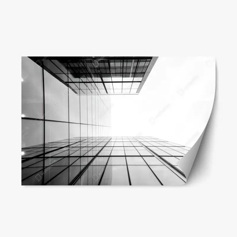 Repositionable sticker minimalist glass skyscraper perspective