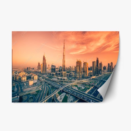 Repositionable sticker Dubai skyline at sunset • Wallissimo®