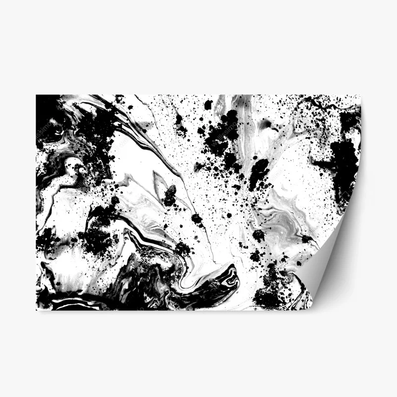 Repositionable sticker monochrome marble ink abstract