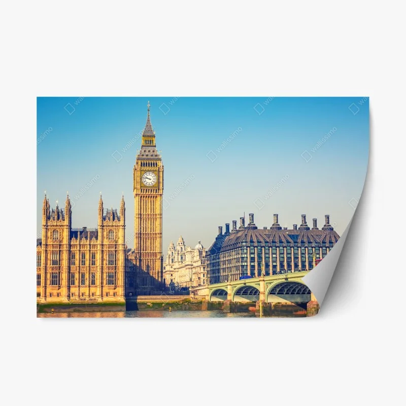 Repositionable sticker London skyline with Big Ben and Westminster Bridge