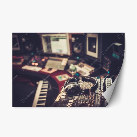 Repositionable sticker vintage recording studio control desk • Wallissimo®