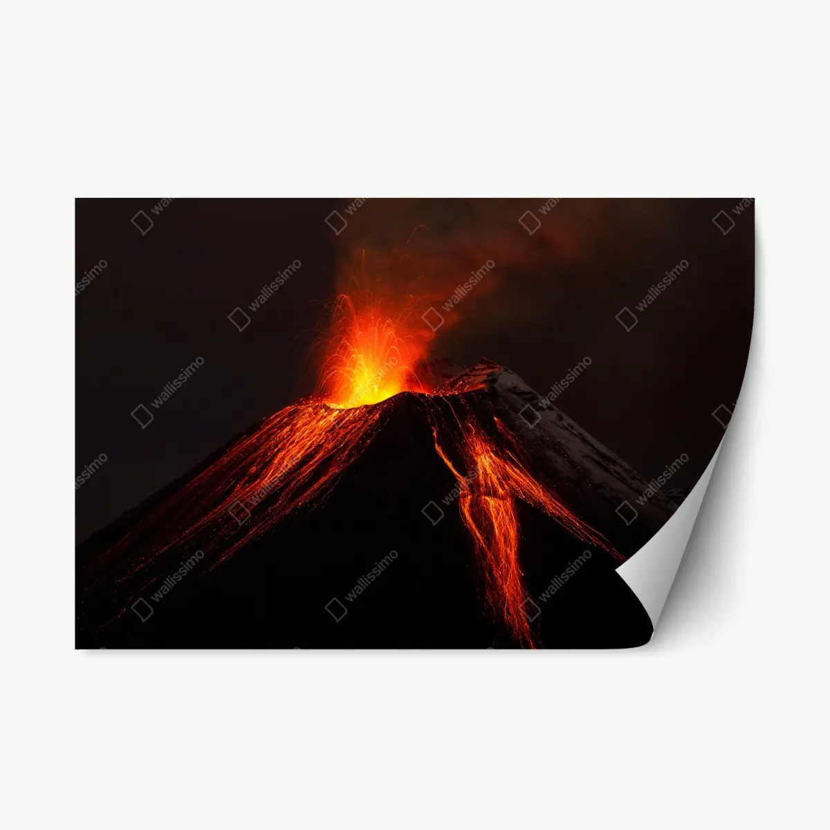 Repositionable sticker molten volcano eruption at night • Wallissimo® Repositionable sticker molten volcano eruption at night • Wallissimo®