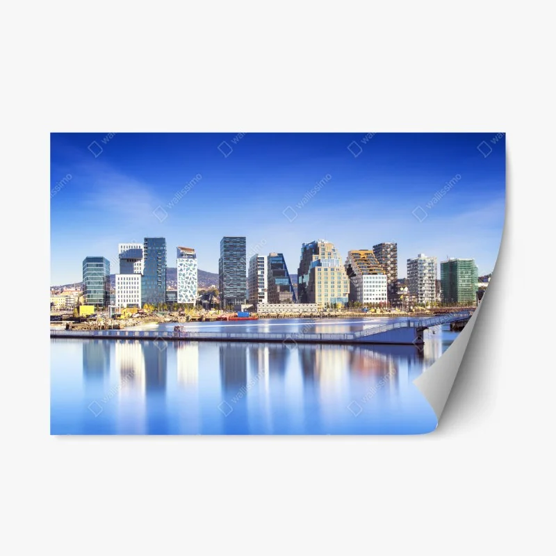 Repositionable sticker modern waterfront skyline reflections ⁕ Wallissimo® Repositionable sticker modern waterfront skyline reflections ⁕ Wallissimo®