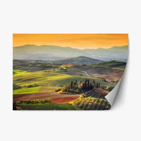 Repositionable sticker Tuscany rolling hills at sunset • Wallissimo®