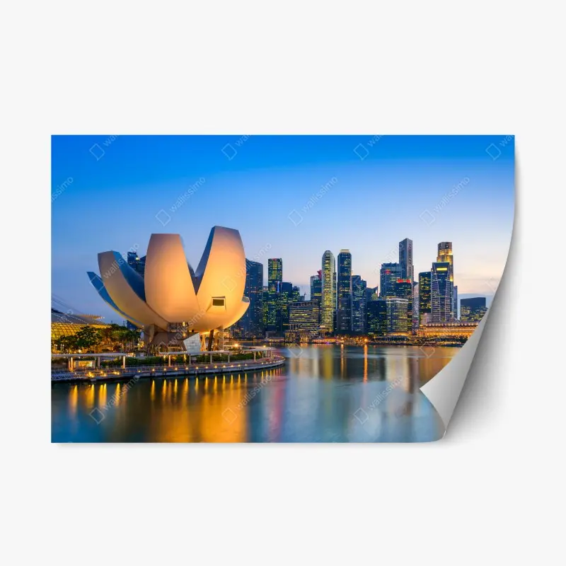 Repositionable sticker Singapore skyline at twilight