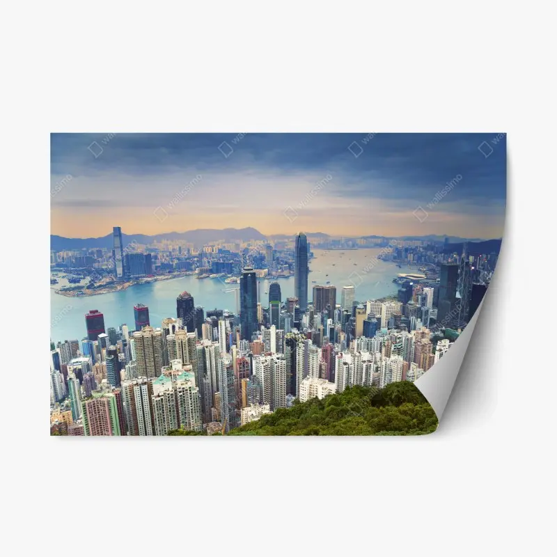 Repositionable sticker Hong Kong skyline at dusk